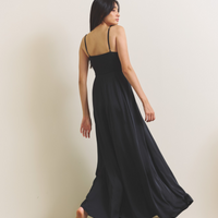 Rich Satin Bloom dress / 墨(black)