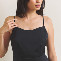 Rich Satin Bloom dress / 墨(black)