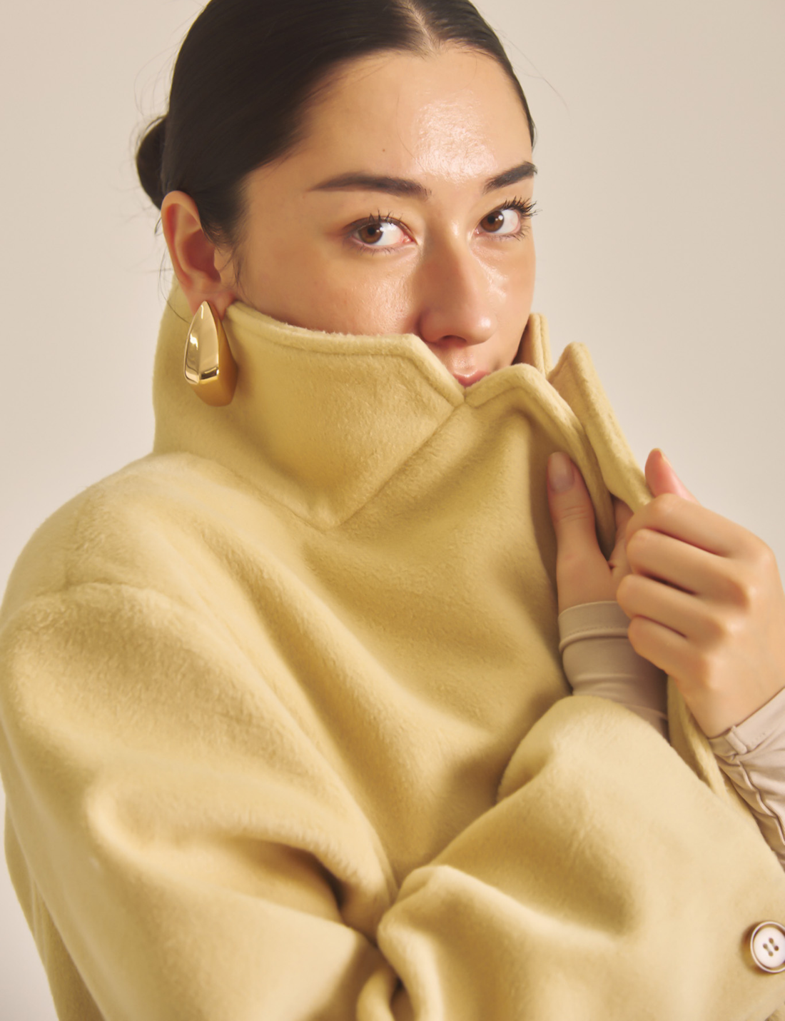 【11月中旬発送】Elegant Kimono Long Coat / 蜂蜜色(yellow)