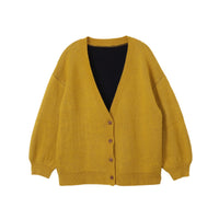 reversible V-neck knit cardigan