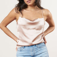 cowl neck satin camisole