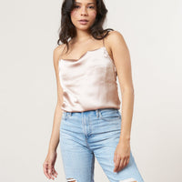 cowl neck satin camisole