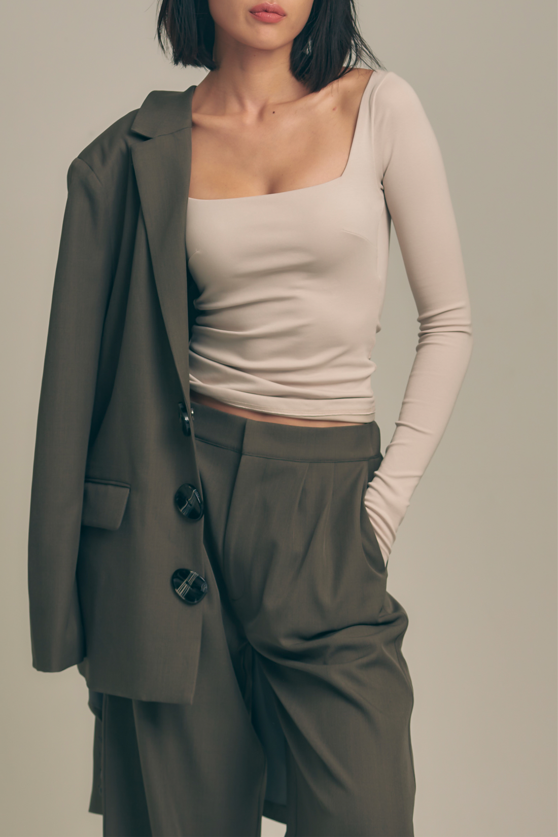 【1月上旬発送】Dreamy×WABISABI long sleeve top / 枯野(ivory beige)