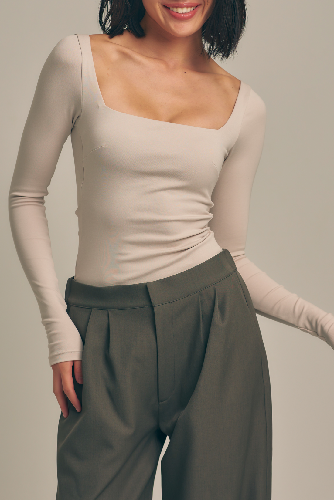 【1月上旬発送】Dreamy×WABISABI long sleeve top / 枯野(ivory beige)