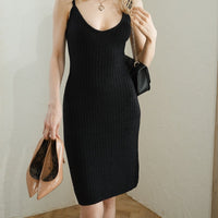 feather knit bodycon dress