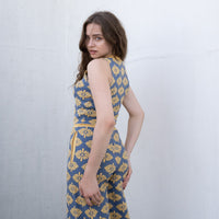 relaxing KIKU knit top / 薄花(light blue)