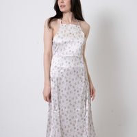 floral slit satin dress