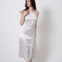 floral slit satin dress