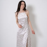 floral slit satin dress