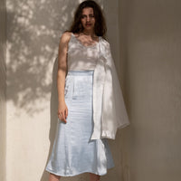 camellia airy satin skirt