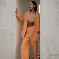 oriental linen straight pants