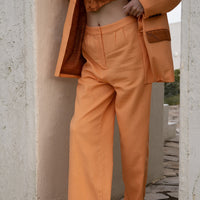 oriental linen straight pants