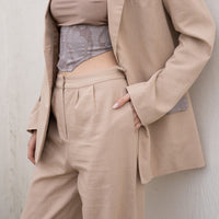 oriental linen straight pants