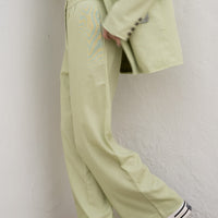 oriental linen straight pants