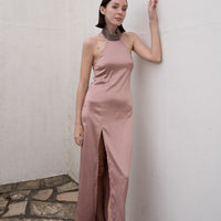 choker rich satin dress