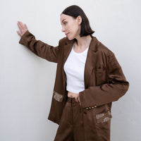 oriental satin jacket / 墨(black)