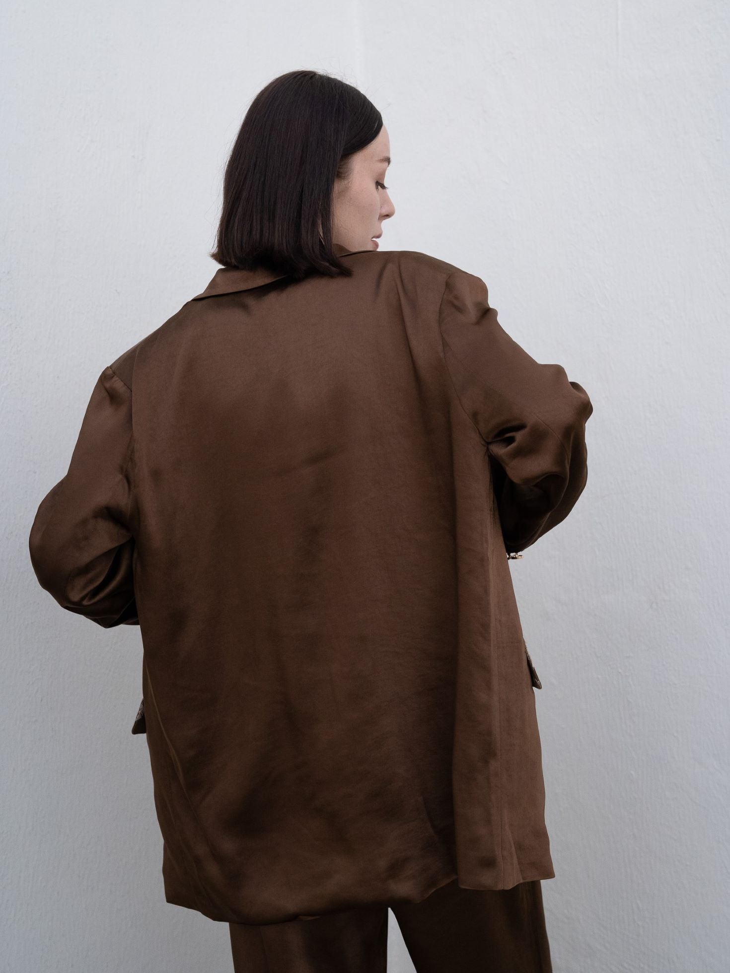 oriental satin jacket / 枯茶(dark brown) – AMATERASJAPAN