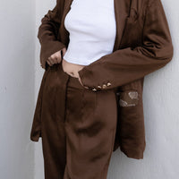 oriental satin straight pants