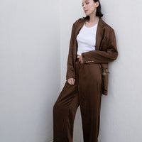 oriental satin straight pants