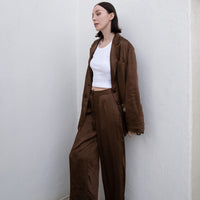oriental satin straight pants
