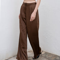 oriental satin straight pants