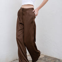 oriental satin straight pants