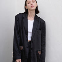 oriental satin jacket / 墨(black)