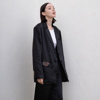 oriental satin jacket / 墨(black)
