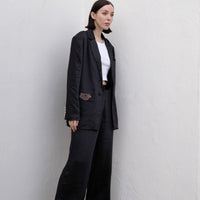 oriental satin straight pants