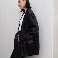 oriental satin jacket / 墨(black)