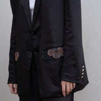 oriental satin jacket / 墨(black)