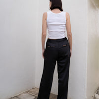oriental satin straight pants