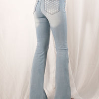flare stretch asanoha denim / blue