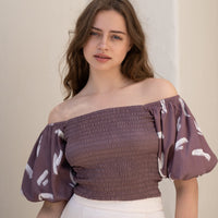 two way silky balloon sleeve top / 薄墨(gray)