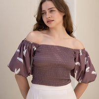 two way silky balloon sleeve top / 薄墨(gray)