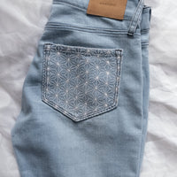 flare stretch asanoha denim / blue