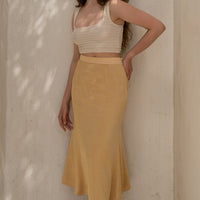 camellia airy satin skirt