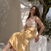 camellia airy satin skirt