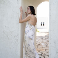 rich satin dress / 白花 (ivory)