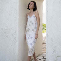 rich satin dress / 白花 (ivory)