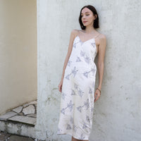 rich satin dress / 白花 (ivory)