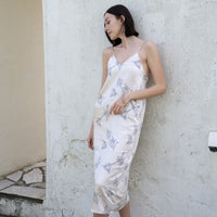 rich satin dress / 白花 (ivory)