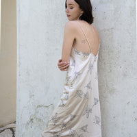 rich satin dress / 白花 (ivory)