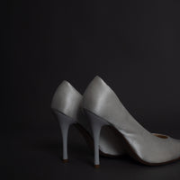 satin wrapped style up heels