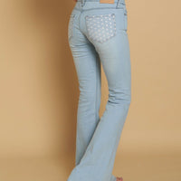 flare stretch asanoha denim / blue