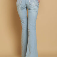 flare stretch asanoha denim / blue