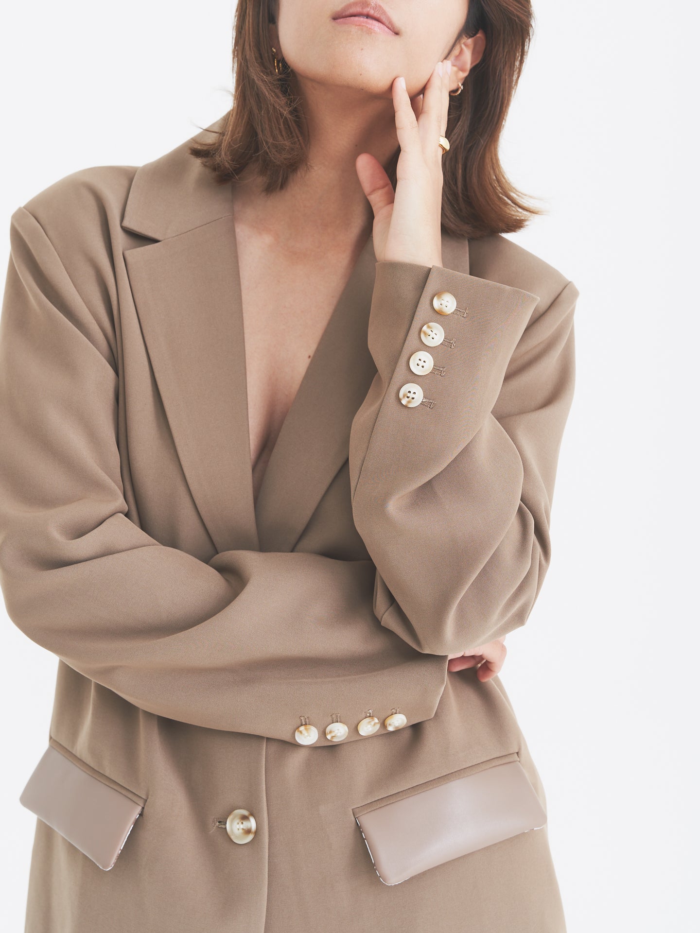 luxe padded blazer jacket / beige – AMATERASJAPAN