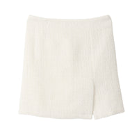 tweed slit mini skirt / white
