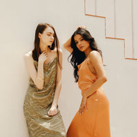 elegant satin dress / 松葉(green)