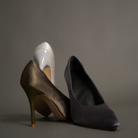 satin wrapped style up heels / 松葉(khaki)